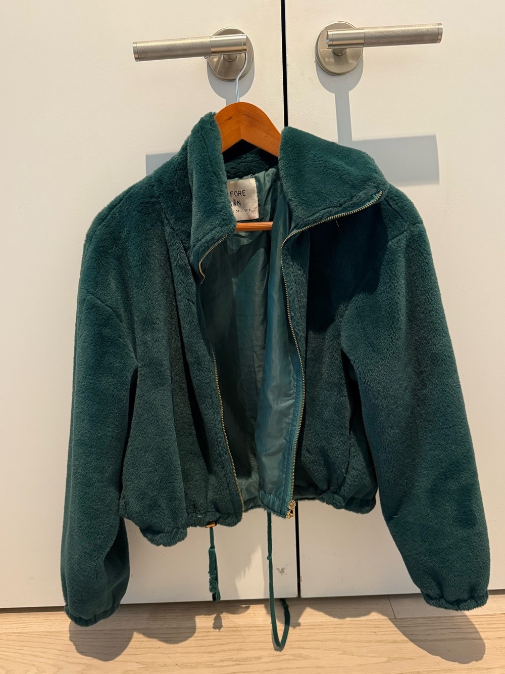 Teddy Zip-Up Jacket in Dark Green